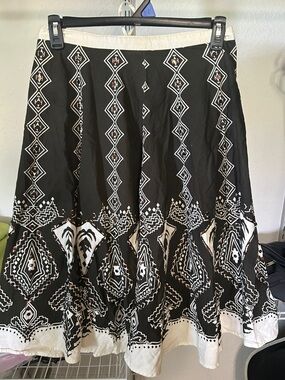 Black & White Patterned A-Line Skirt